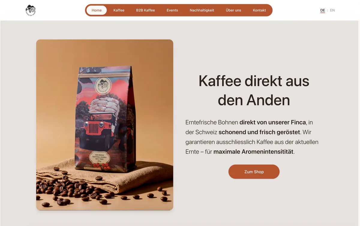 Startseite von Cafetos de Origen
