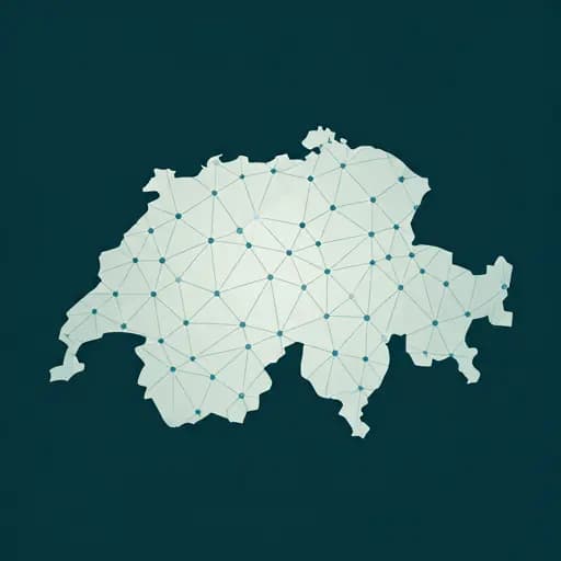 Abstract geometric representation of a global network with connected data nodes
